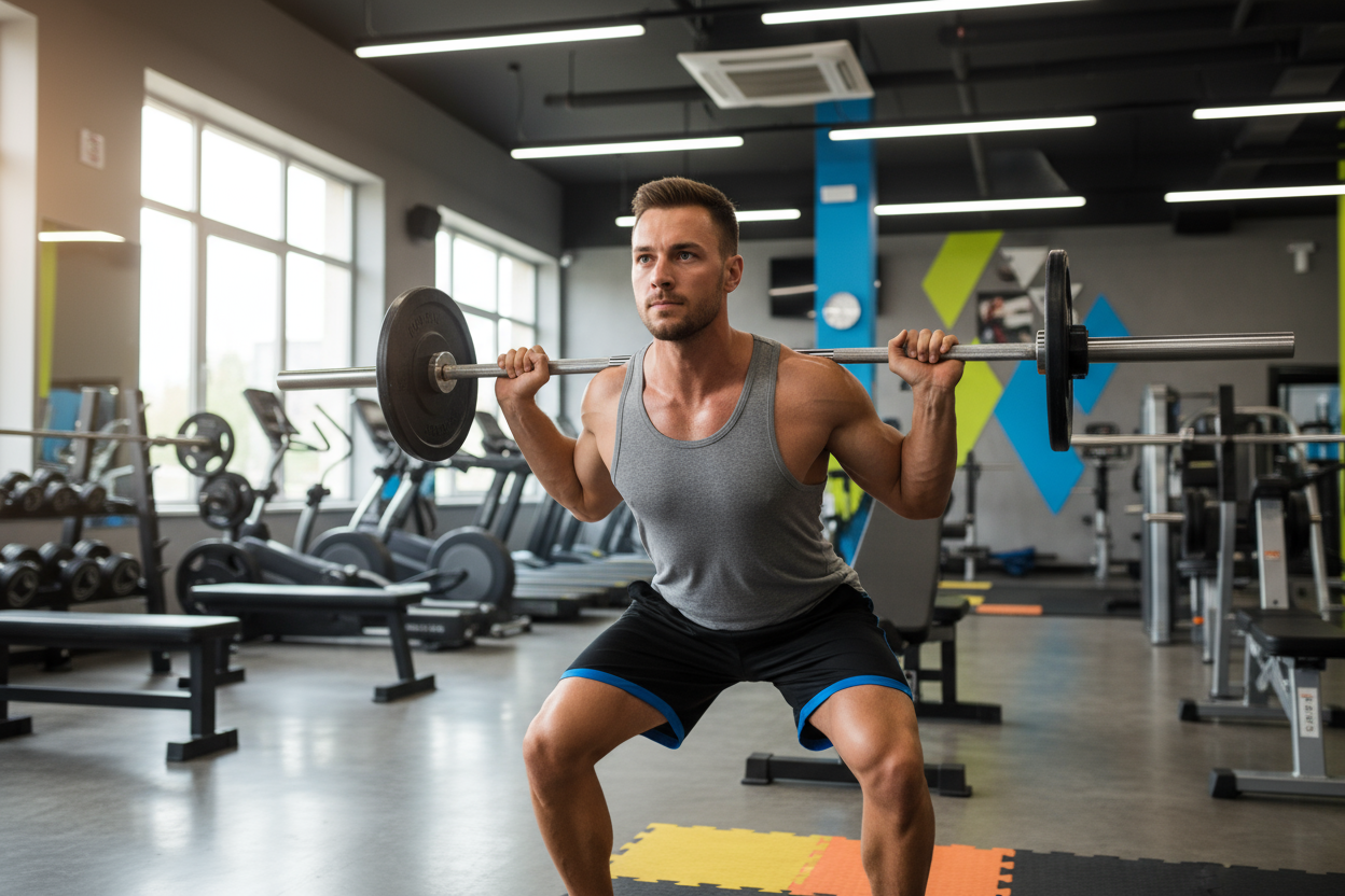 jovem treinando na academia.