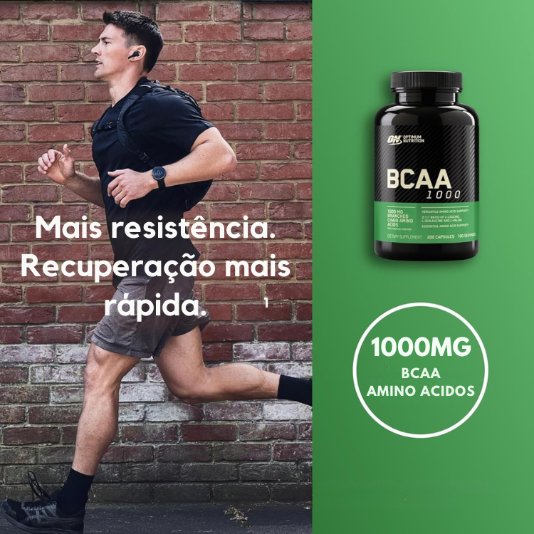 Optimum Nutrition BCAA Instantâneo – Aminoácidos Essenciais de Cadeia Ramificada em Cápsulas, 1000mg, 200 Unidades