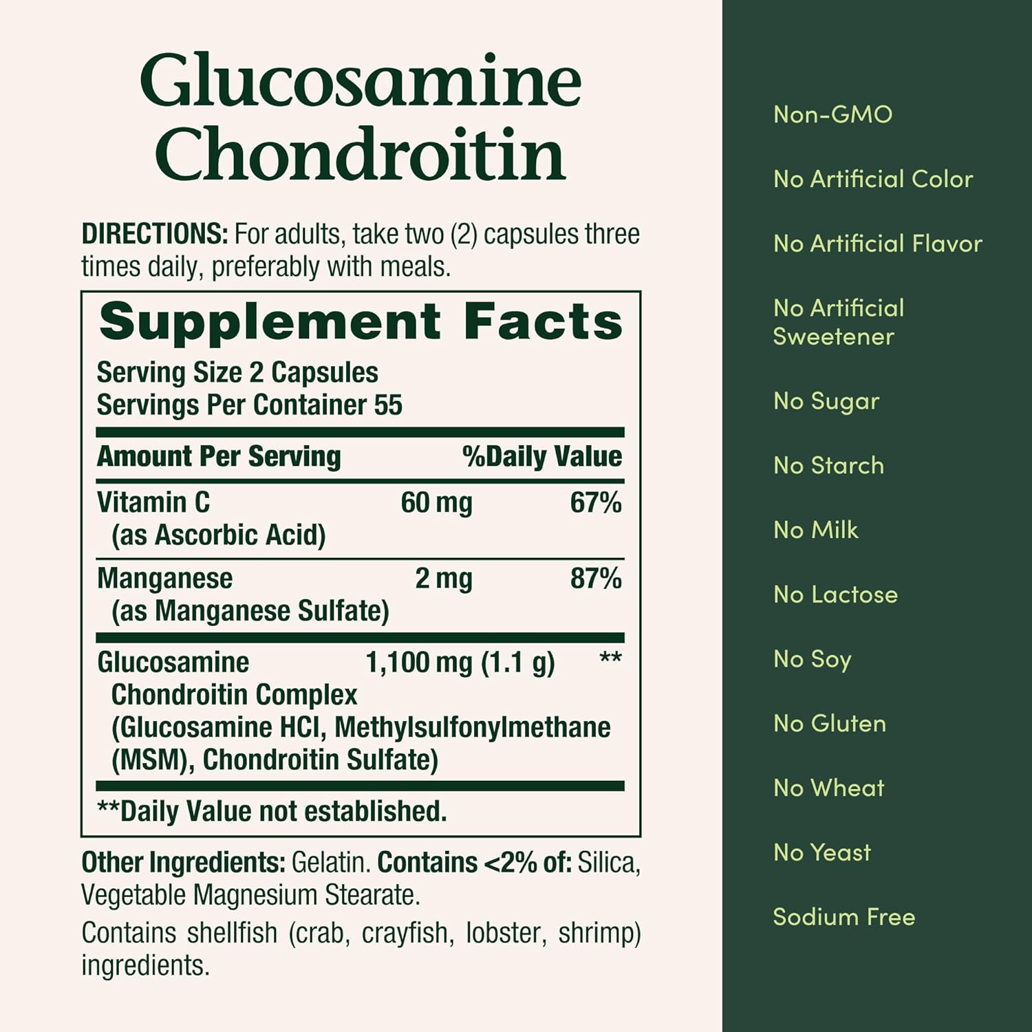 Nature's Bounty Glucosamina Condroitina – Cápsulas e Suplemento Alimentar, Suporte à Saúde das Articulações, 110 Cápsulas