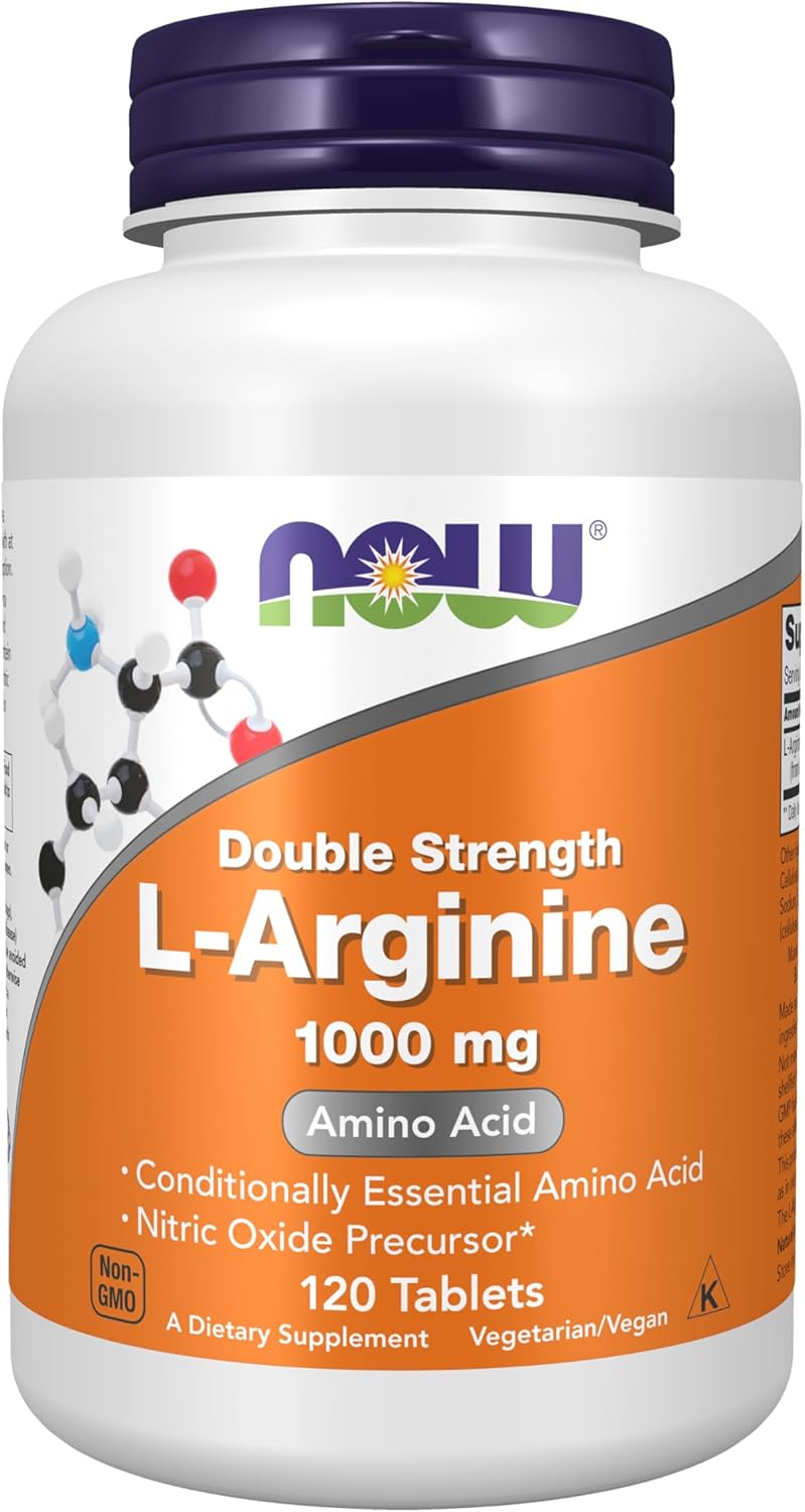 NOW Foods L-Arginina 1.000 mg Precursor de Óxido Nítrico 120 Tabletes