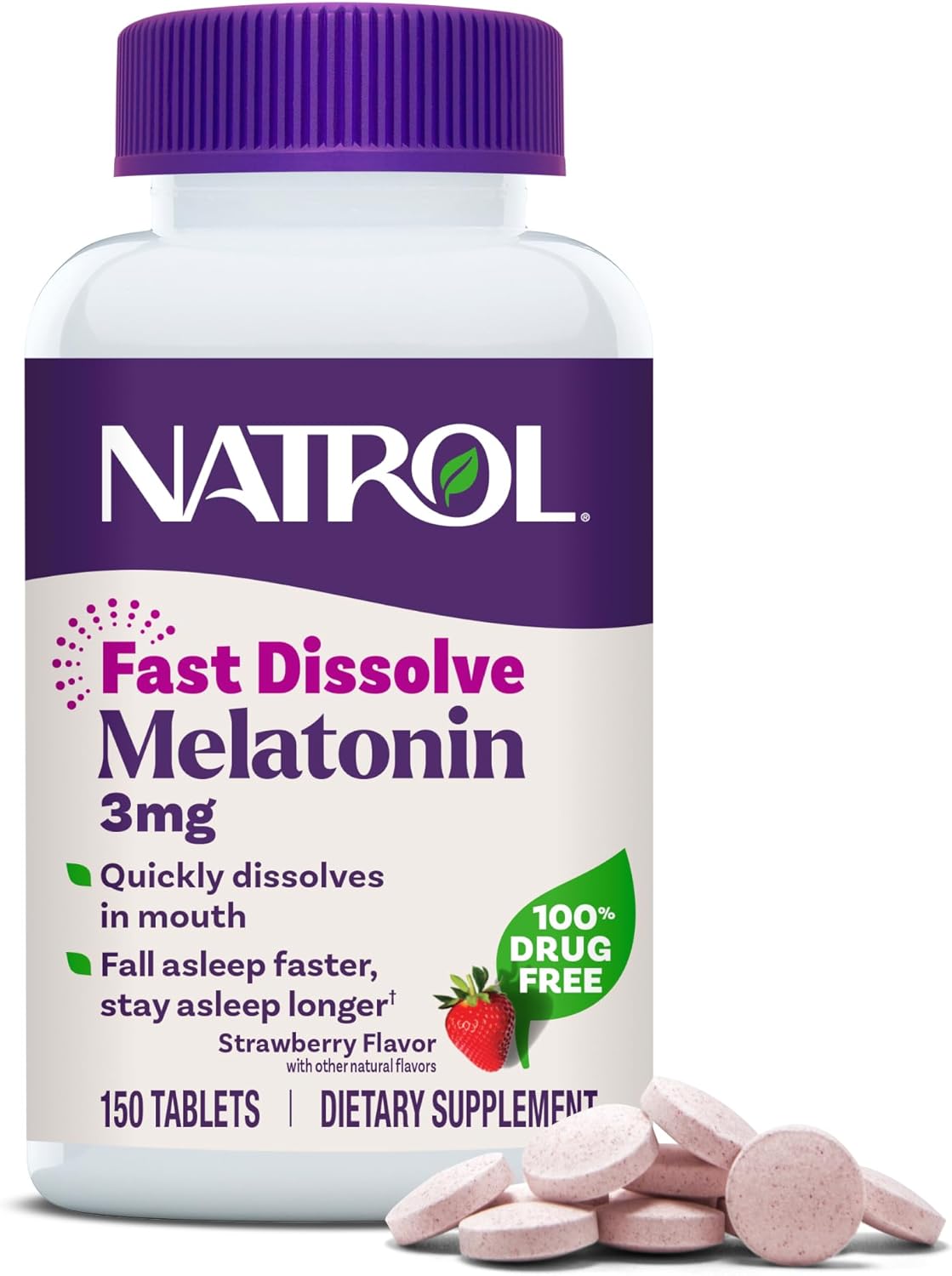 Frasco melatonina 3 mg da natrol com 150 comprimidos de dissolução rápida . Nutrivita Suplementos