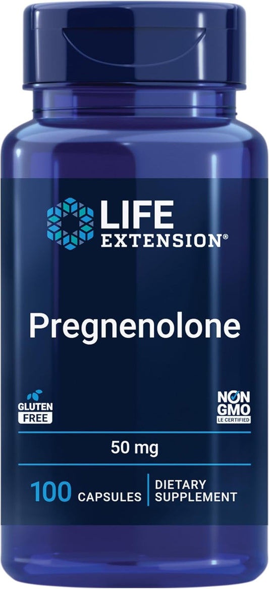 Frasco de Life Extension Pregnenolona 50 mg com 100 cápsulas - NutriVita