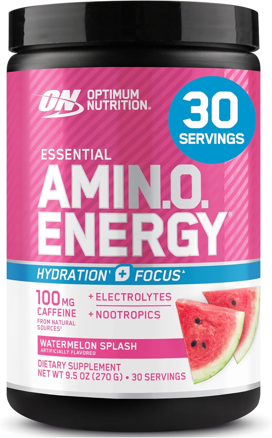 Pote de Optimum Nutrition Essential Amino Energy sabor Melancia 30 doses 270g.