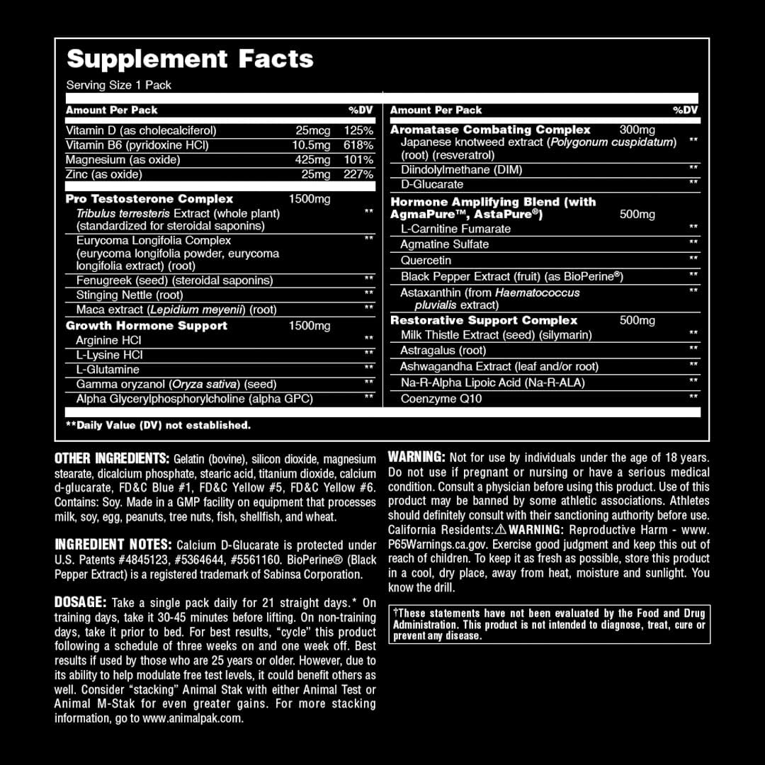 Animal Stak Universal Nutrition – Suplemento Anabólico Natural com 21 Packs