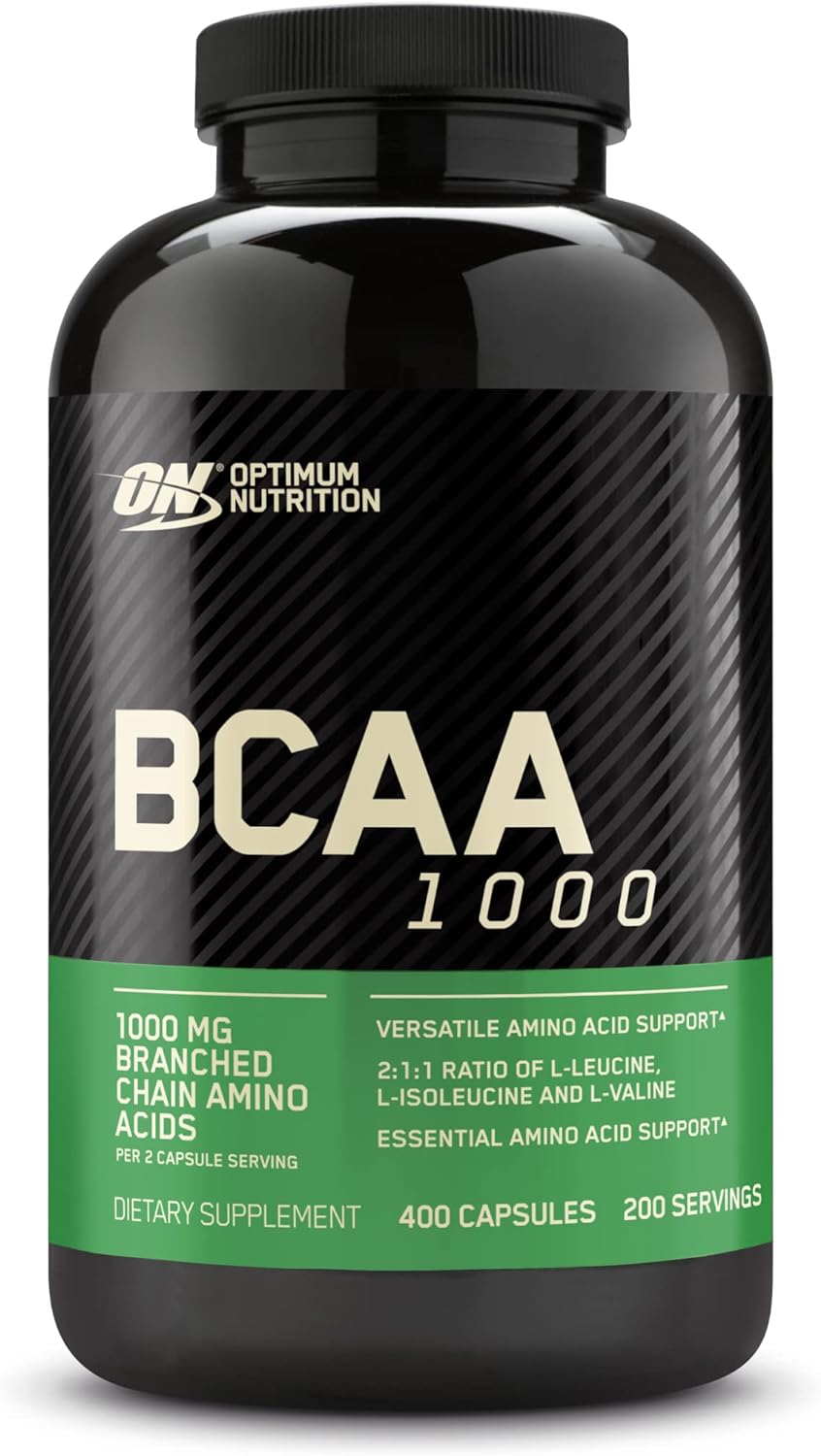 Optimum Nutrition Cápsulas Instantizadas de BCAA, Aminoácidos Essenciais de Cadeia Ramificada KETO, 1000mg,