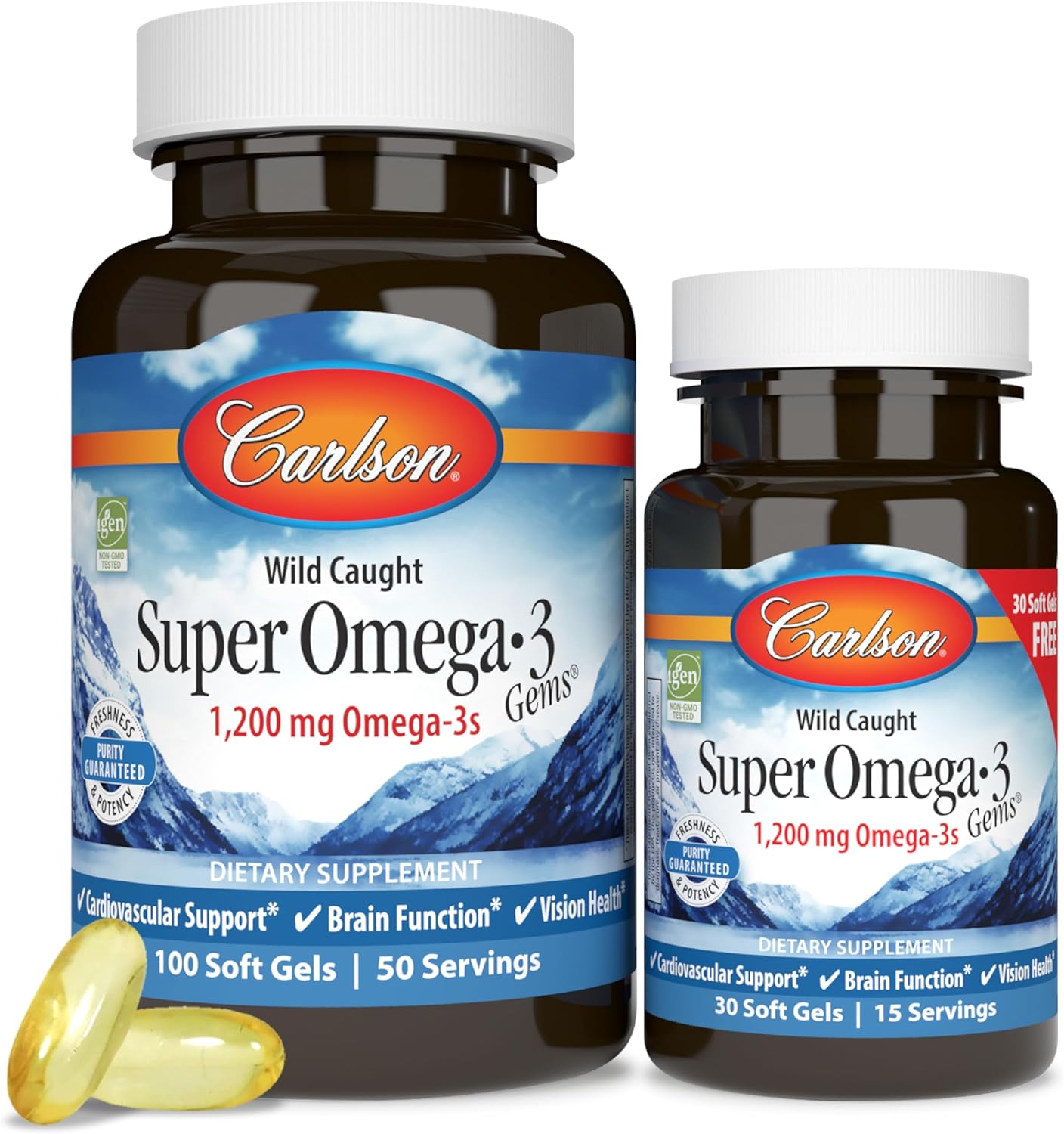 Carlson Labs - Wild Caught Super Omega-3 Gems 1,200 mg, 130 Soft Gels - NutriVita