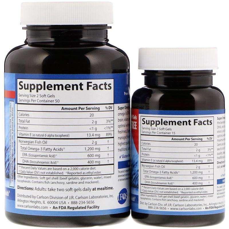 Carlson Labs - Wild Caught Super Omega-3 Gems 1,200 mg, 130 Soft Gels - NutriVita