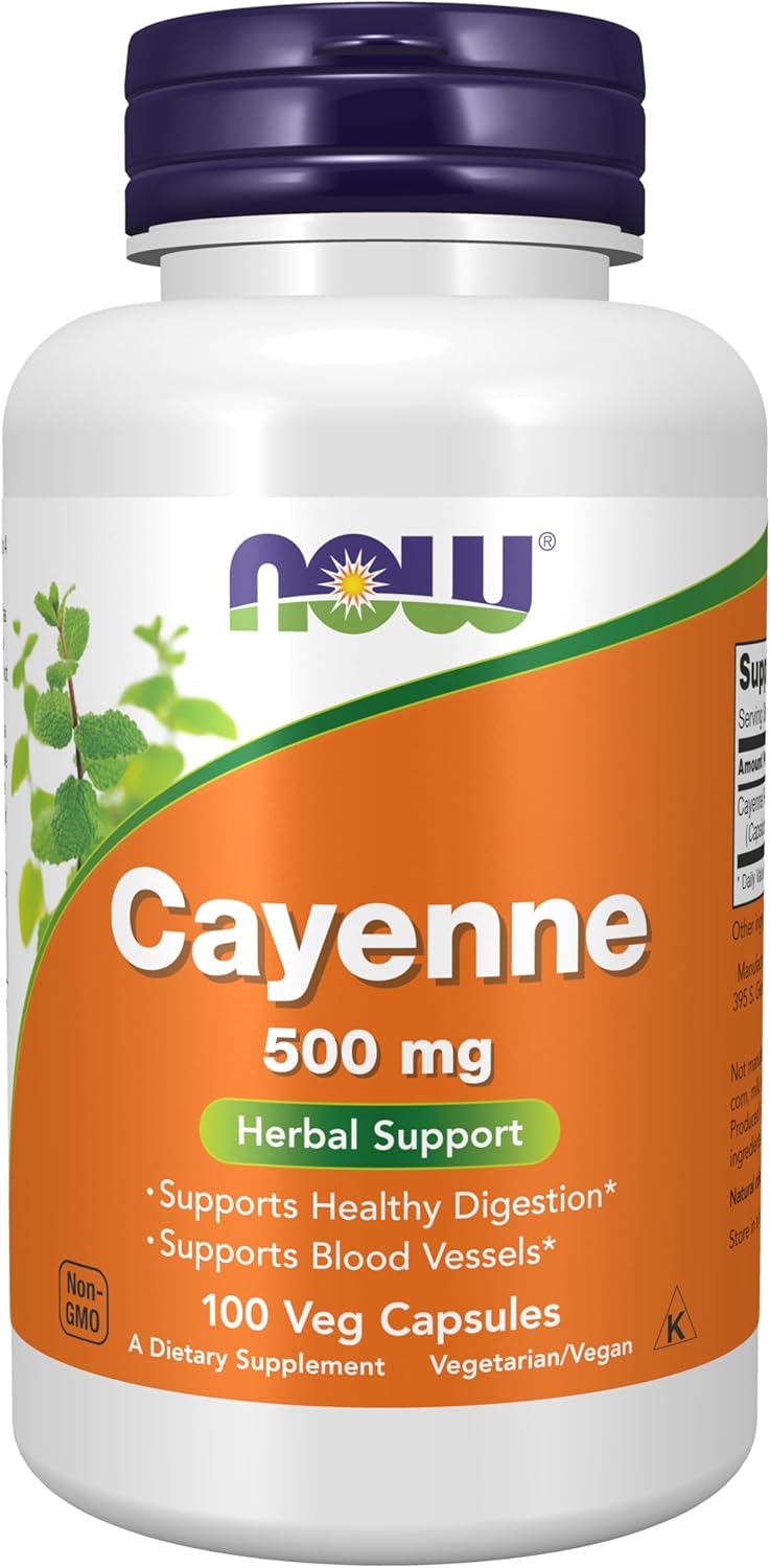 NOW Cayenne 500 mg (Pimenta Caiena), 100 Caps Veganas
