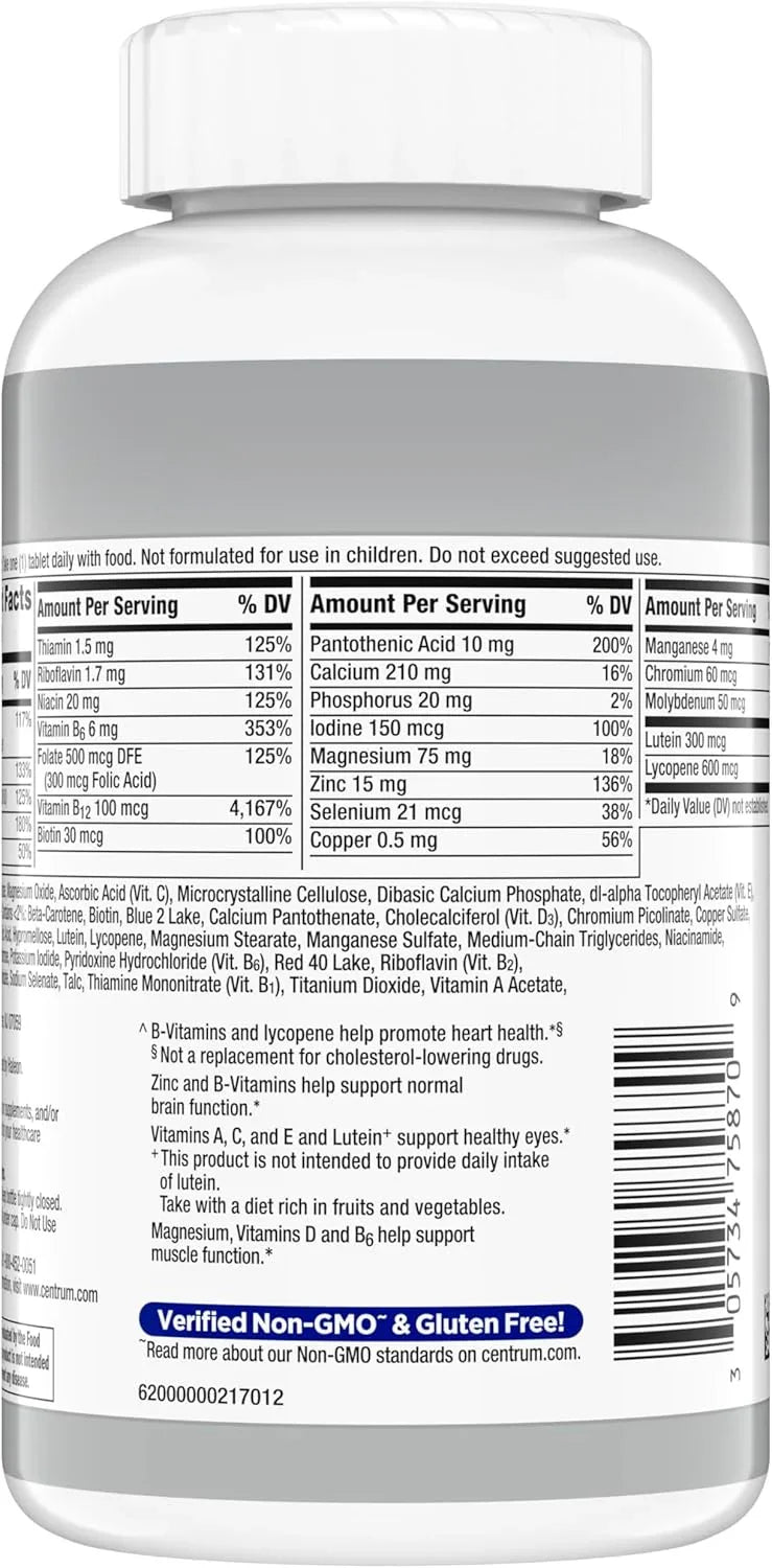 Frasco Centrum Silver Men 50+ Importado EUA Multivitamínico.