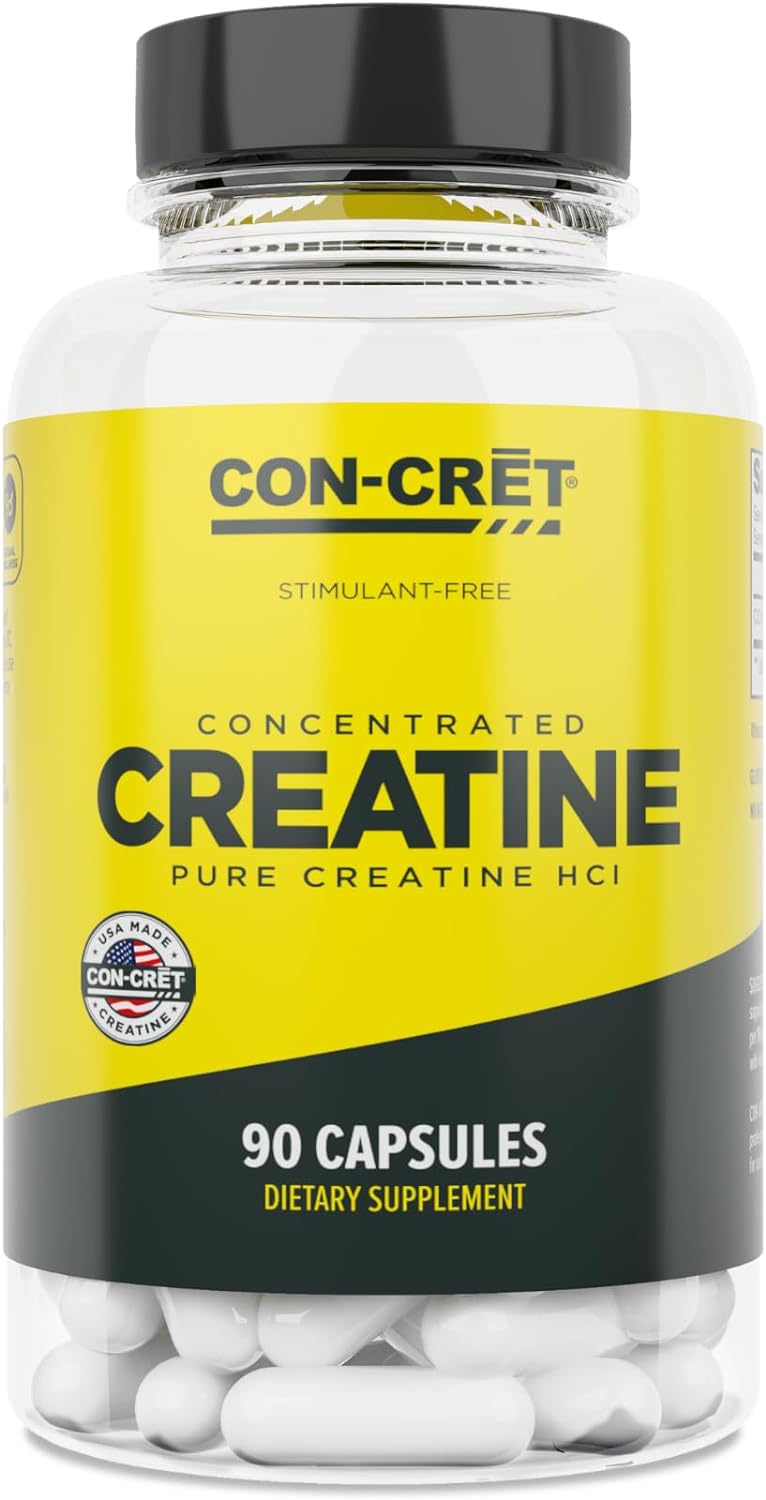 Cápsulas de creatina HCl patenteadas pela ProMera Sports CON-CRET, suplemento de treino sem estimulantes para energia, força e resistência, 90 capsulas