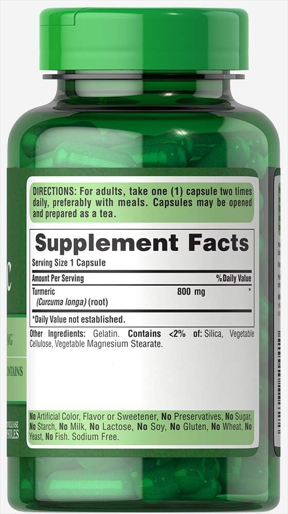 Puritan's Pride Turmeric (Cúrcuma) 800 mg 100 Capsulas