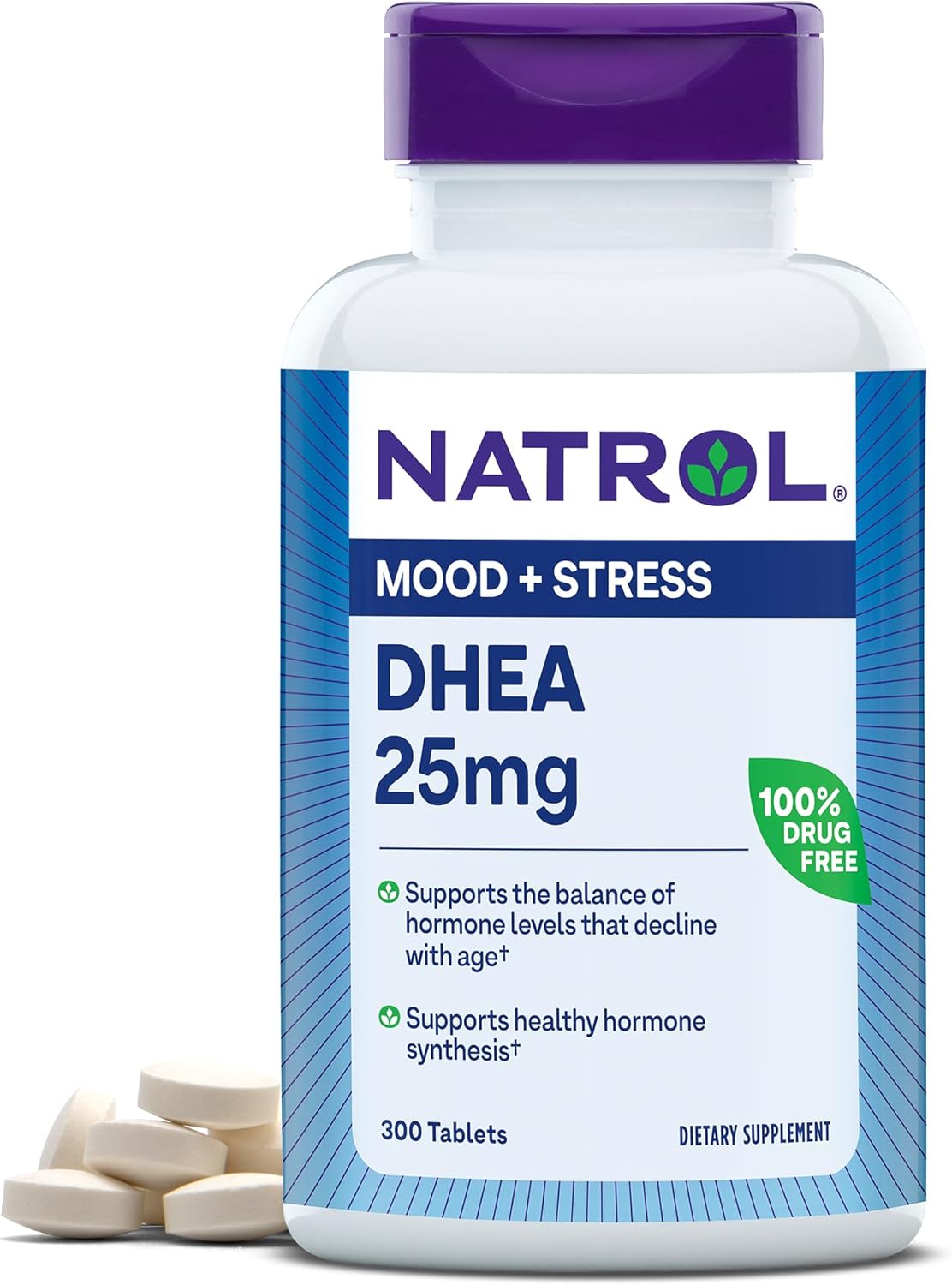 Natrol DHEA 25mg 300 Tablets - Últimas Unidades Data de Expiração Dezembro 2025