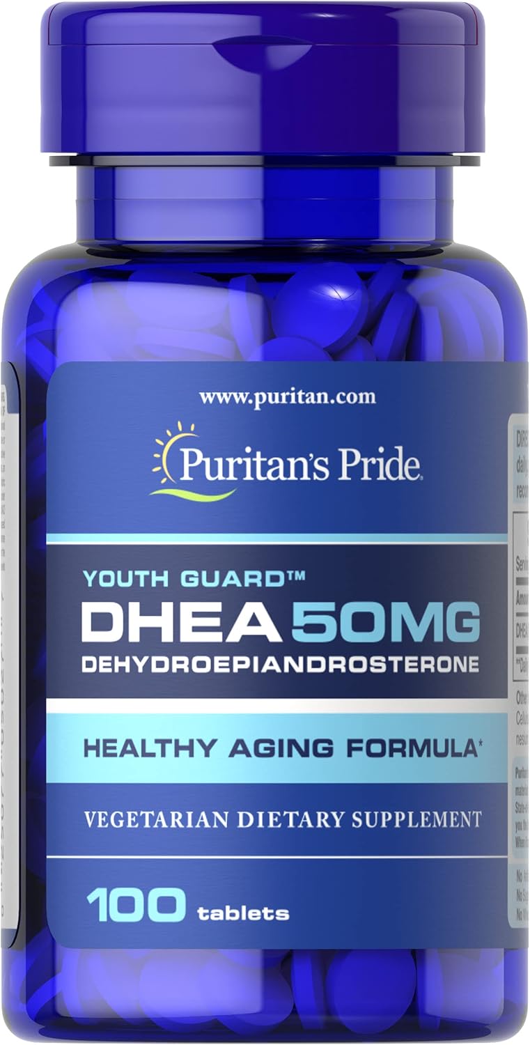 Puritan's Pride Youth Guard™ DHEA 50mg: Suplemento para Envelhecimento Saudável - 100 Comprimidos