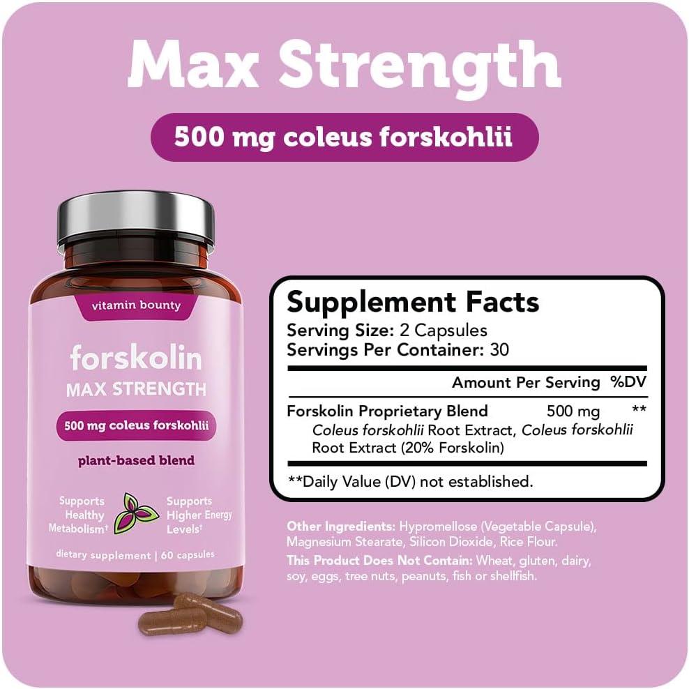 Vitamin Bounty - Forskolin 500mg Inibidor de Apetite - 60 Veggie Caps