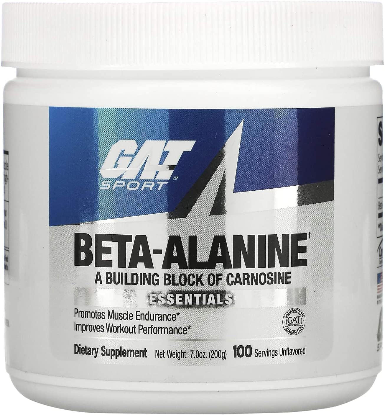 GAT Beta Alanina em Pó 200 gramas, 100 Doses, Sem Sabor - NutriVita
