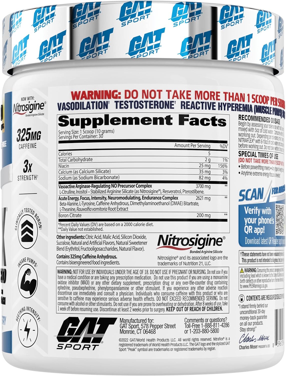 GAT - Nitraflex Advanced Pre-Treino - 300 Gramas - NutriVita
