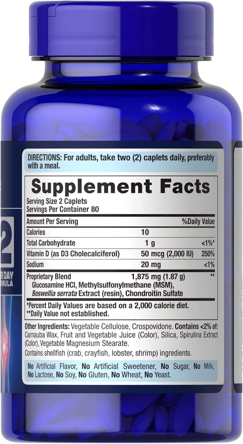 Puritan's Pride Glucosamina Condroitina MSM Avançado 160 Cápsulas