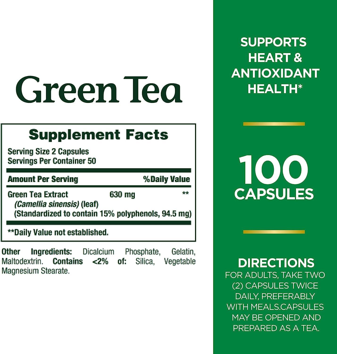 Nature's Bounty Green Tea (Extrato de Chá Verde) 315mg, 100 Capsulas