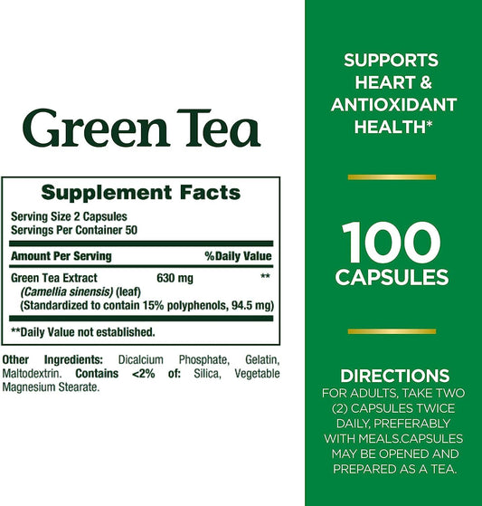 Nature's Bounty Green Tea (Extrato de Chá Verde) 315mg, 100 Capsulas