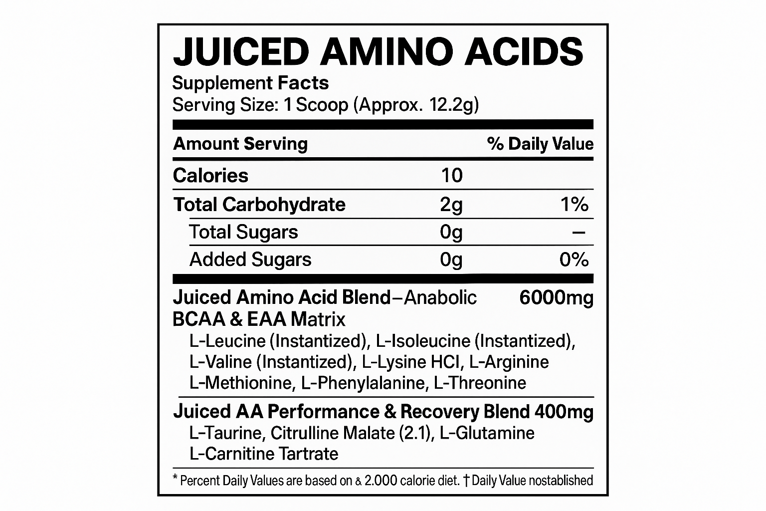 Informação nutricional do suplemento Animal Juiced Aminos no sabor, com 30 porções, destacando a matriz de aminoácidos BCAA e EAA para recuperação muscular.