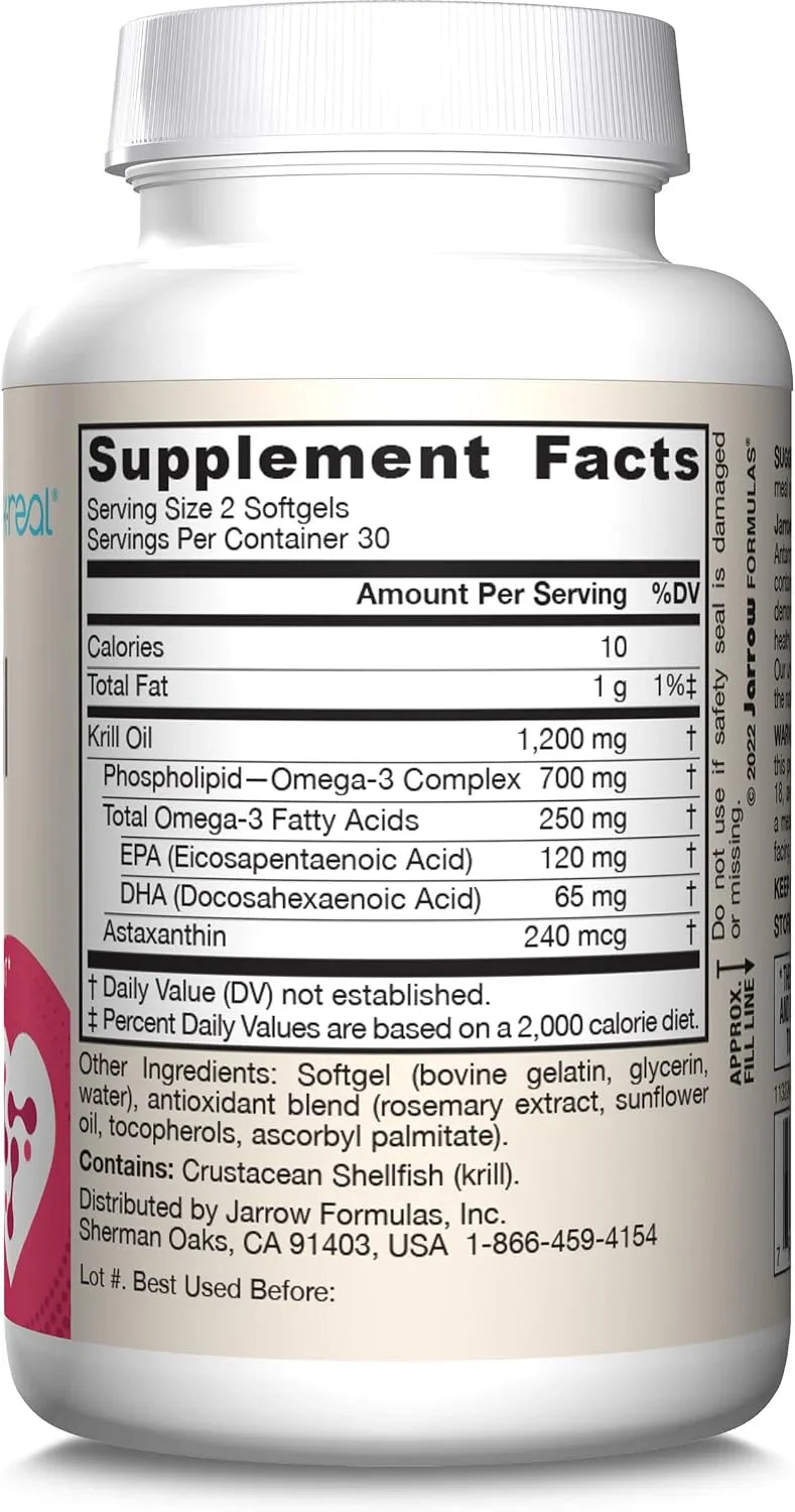 Jarrow Formulas Krill Oil não transgênico e sem glúten importado dos EUA.