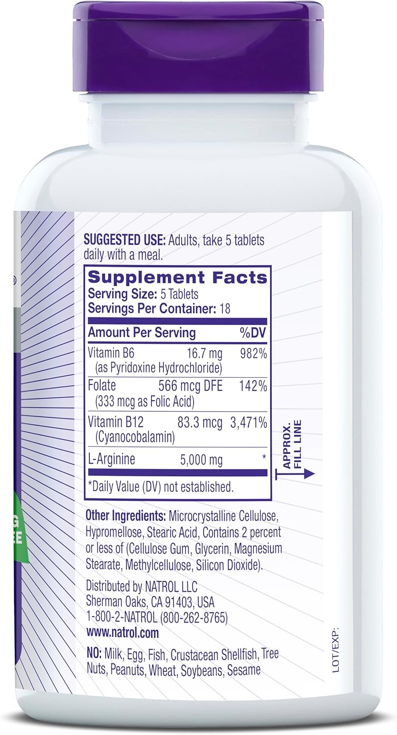 Natrol L-Arginina Força Extra, 5.000mg, 90 Tablets VALIDADE JANEIRO 2026