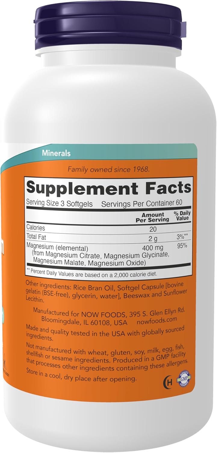 NOW Magnésio Citrato 400 mg 180 Softgels