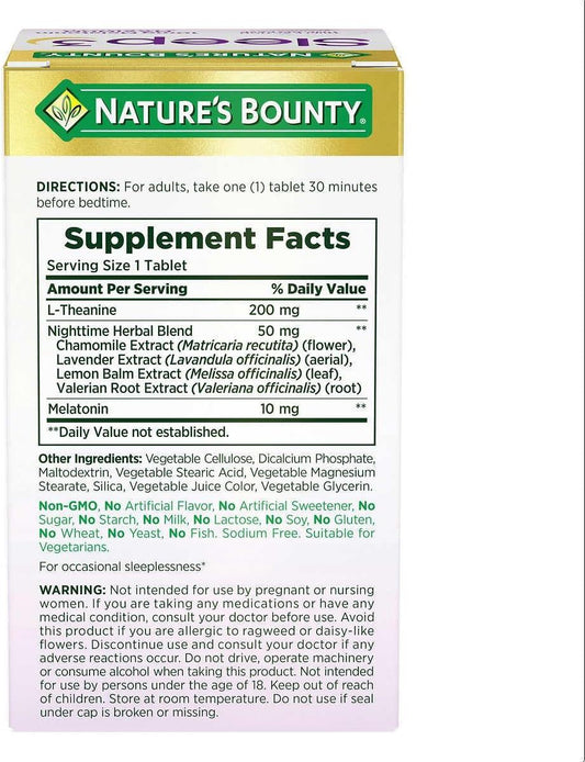 Tabela Nutricional Sleep3 ingredientes L-Teanina Camomila Valeriana e Melatonina.