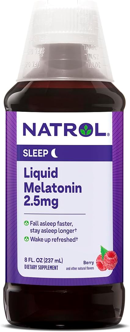Melatonina líquida Natrol, ajuda você dormir mais rápido e por mais tempo, absorção mais rápida, 100% vegetariano, sabor de frutas vermelhas, 2,5 mg, 8 Fl. Garrafa de Oz