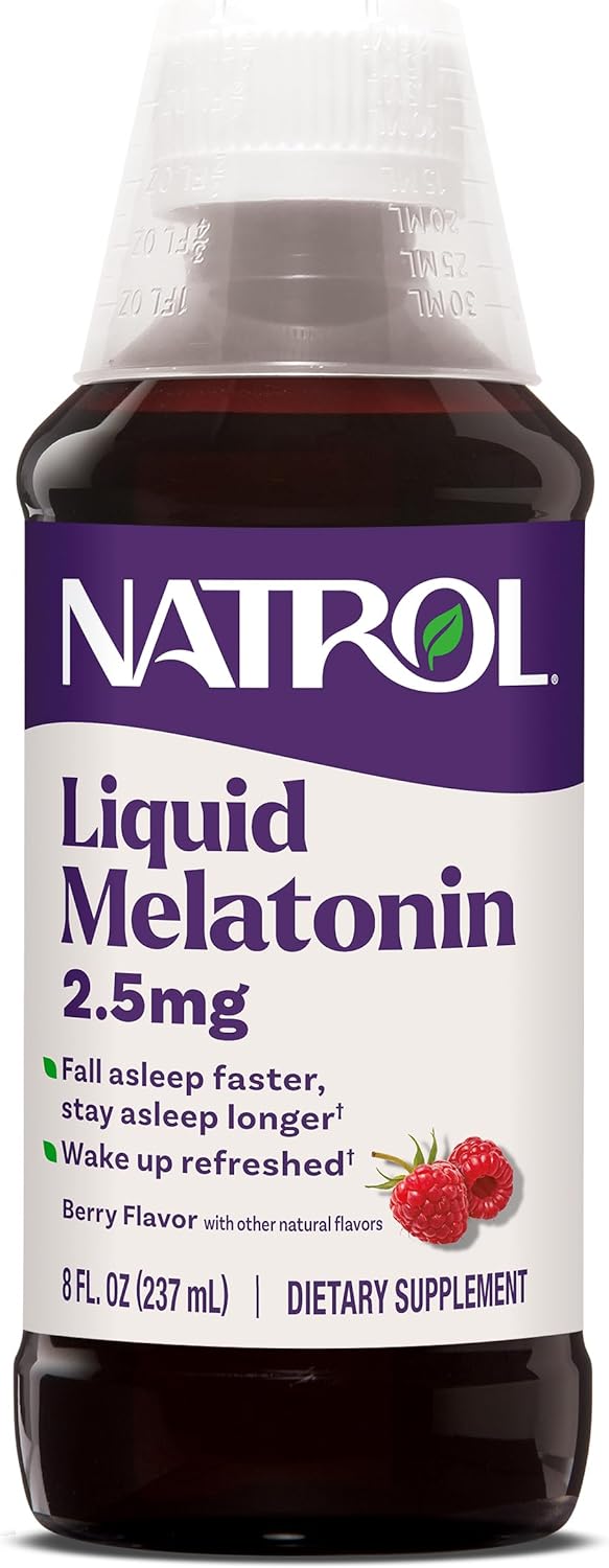 Melatonina líquida Natrol, ajuda você dormir mais rápido e por mais tempo, absorção mais rápida, 100% vegetariano, sabor de frutas vermelhas, 2,5 mg, 8 Fl. Garrafa de Oz