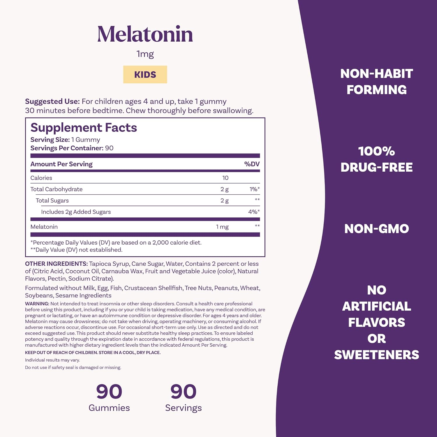 Frasco do suplemento Natrol Melatonina Infantil 1mg com 90 gomas sabor framboesa, indicado para melhorar o sono de crianças a partir de 4 anos.
