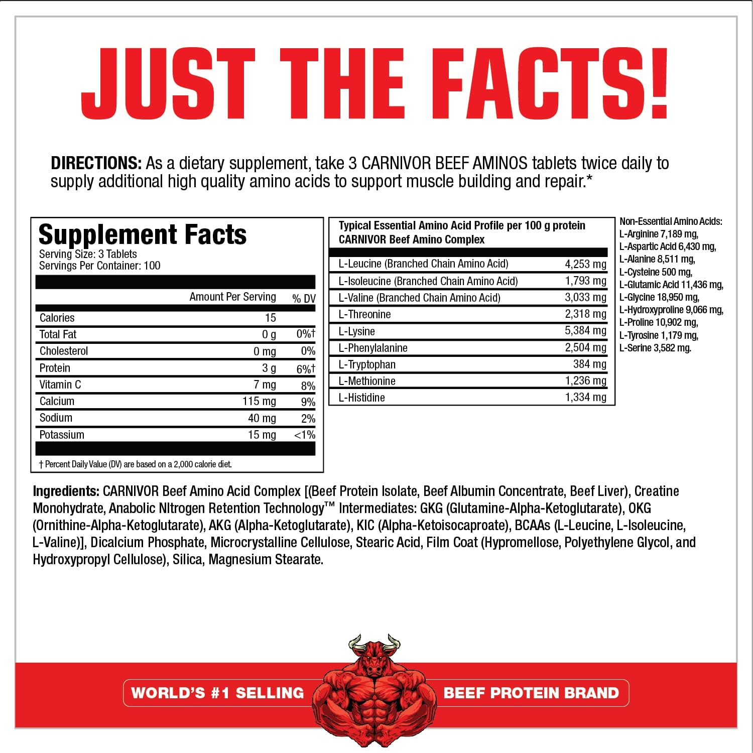 Muscle Meds - Carnivor Beef Aminos 300 Tablets - NutriVita