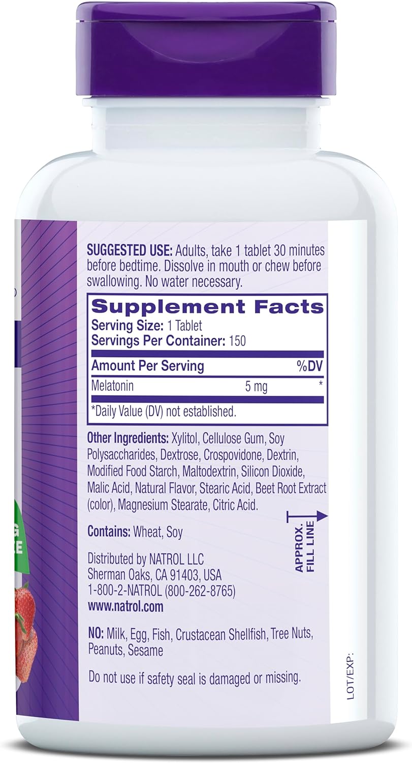 Natrol Melatonina Rápida Dissolução 5mg, 150 Tablets Sabor Strawberry - NutriVita