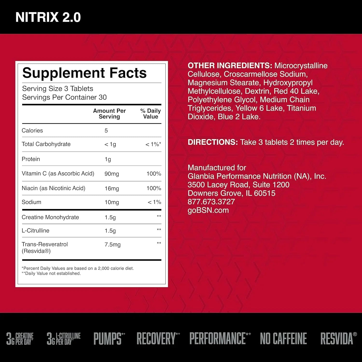 Fatos nutricionais do suplemento Nitrix 2.0 com creatina, L-citrulina e resveratrol para performance e recuperação
