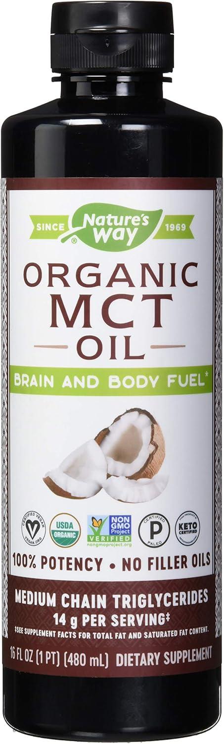 Frasco de 473ml do Óleo MCT Orgânico Nature's Way.
