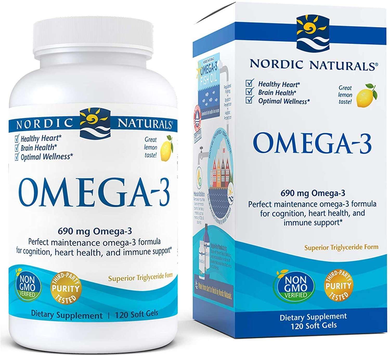 Nordic Naturals Omega-3, 690 mg, Sabor Limão 120 Caps Gels - NutriVita