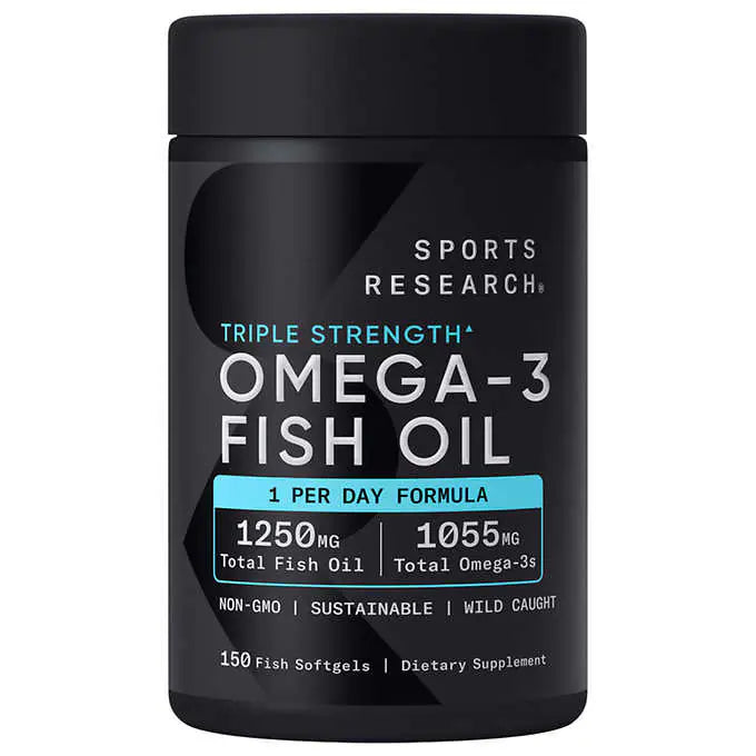 Sports Research Óleo de Peixe Ômega-3 de Força Tripla, 150 Cápsulas em Softgels