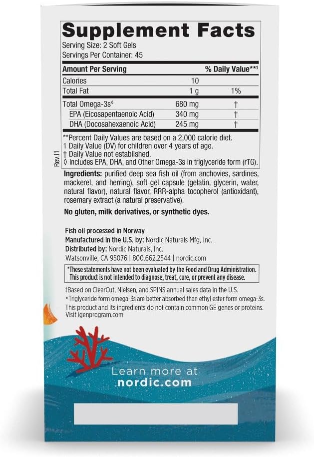 Frasco do suplemento Nordic Naturals Ultimate Omega Jr. sabor morango com 90 mini cápsulas, embalagem original importada dos Estados Unidos.