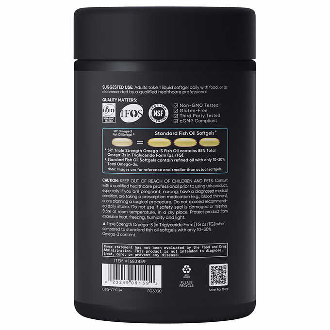 Sports Research Óleo de Peixe Ômega-3 de Força Tripla, 150 Cápsulas em Softgels