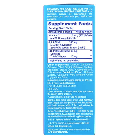 Tabela nutricional Osteo Bi-Flex Ease Joint Health.