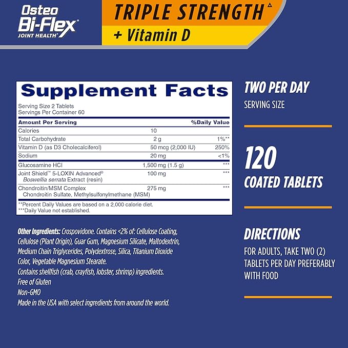 Osteo Bi-Flex Triple Strength com Vitamina D – 120 Cápsulas para Saúde das Articulações