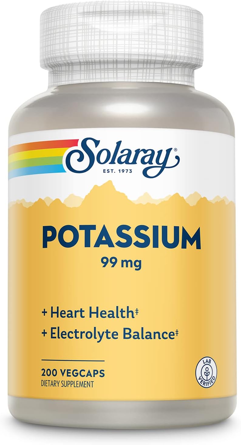 Solaray Suplemento de Potássio 99 mg, 200 Capsulas Vegetais