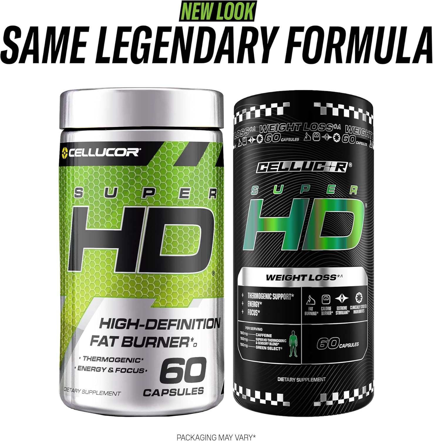 Frasco do suplemento Cellucor SuperHD High Definition Fat Burner 60 cápsulas.