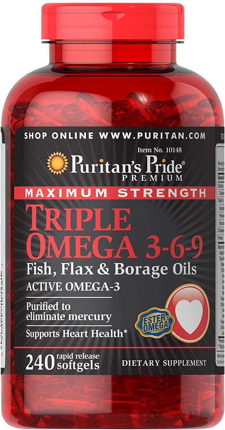 Puritan's Pride Triplo Omega 3-6-9 Óleo de peixe 240 Capsulas - NutriVita