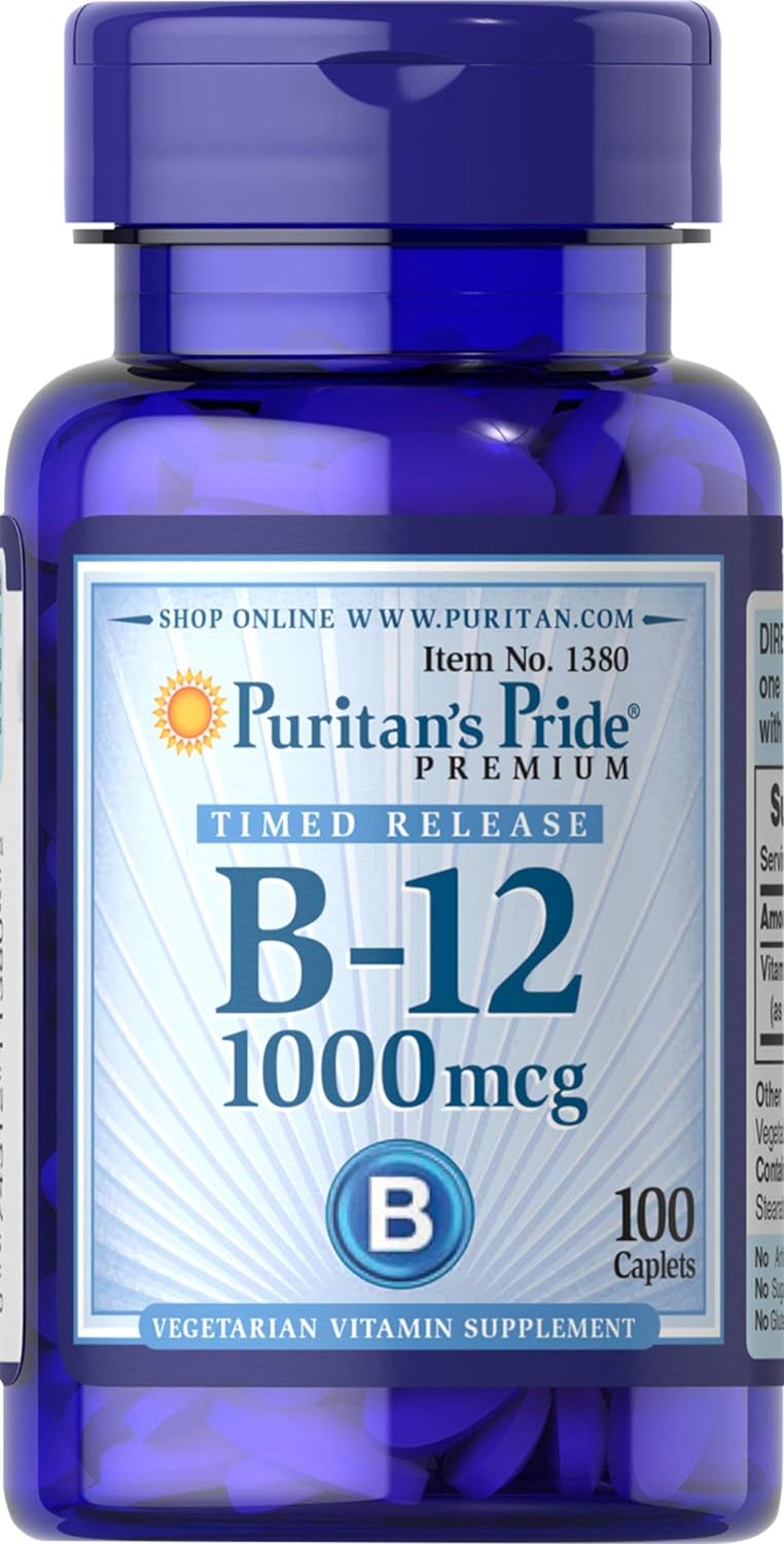 Puritan's Pride Vitamina B-12 Methylcobalamin 1000 mcg 100 Pastilhas