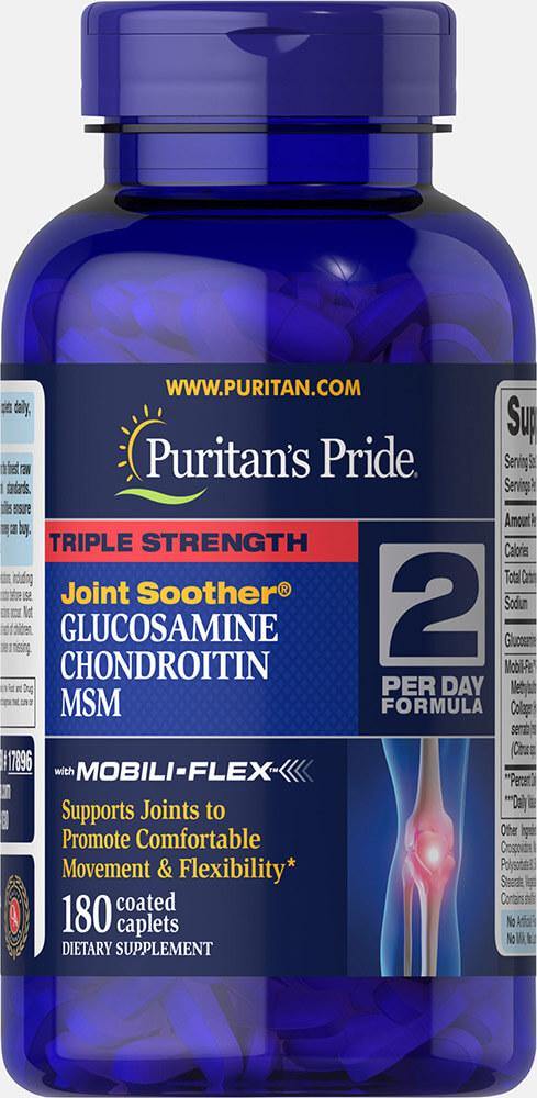 Puritan's Pride Triple Strength Glucosamine, Chondroitin & MSM Joint Soother -180 Caplets - NutriVita