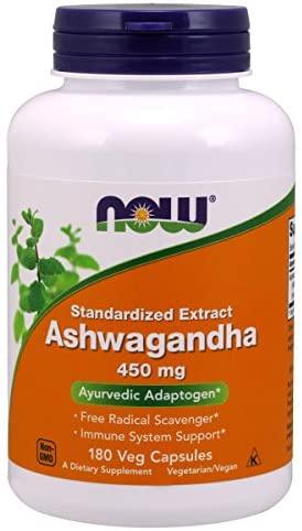 NOW Foods Ashwagandha 450 mg 180 Capsulas vegetais