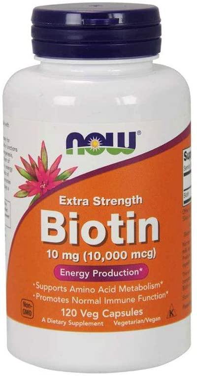 NOW Biotina Força Extra - 10 mg - 120 Cápsulas Vegetais