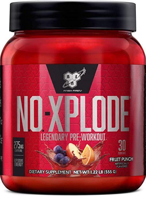 Pote frontal do suplemento pre-treino BSN NO-XPLODE de 30 doses em po original importado.