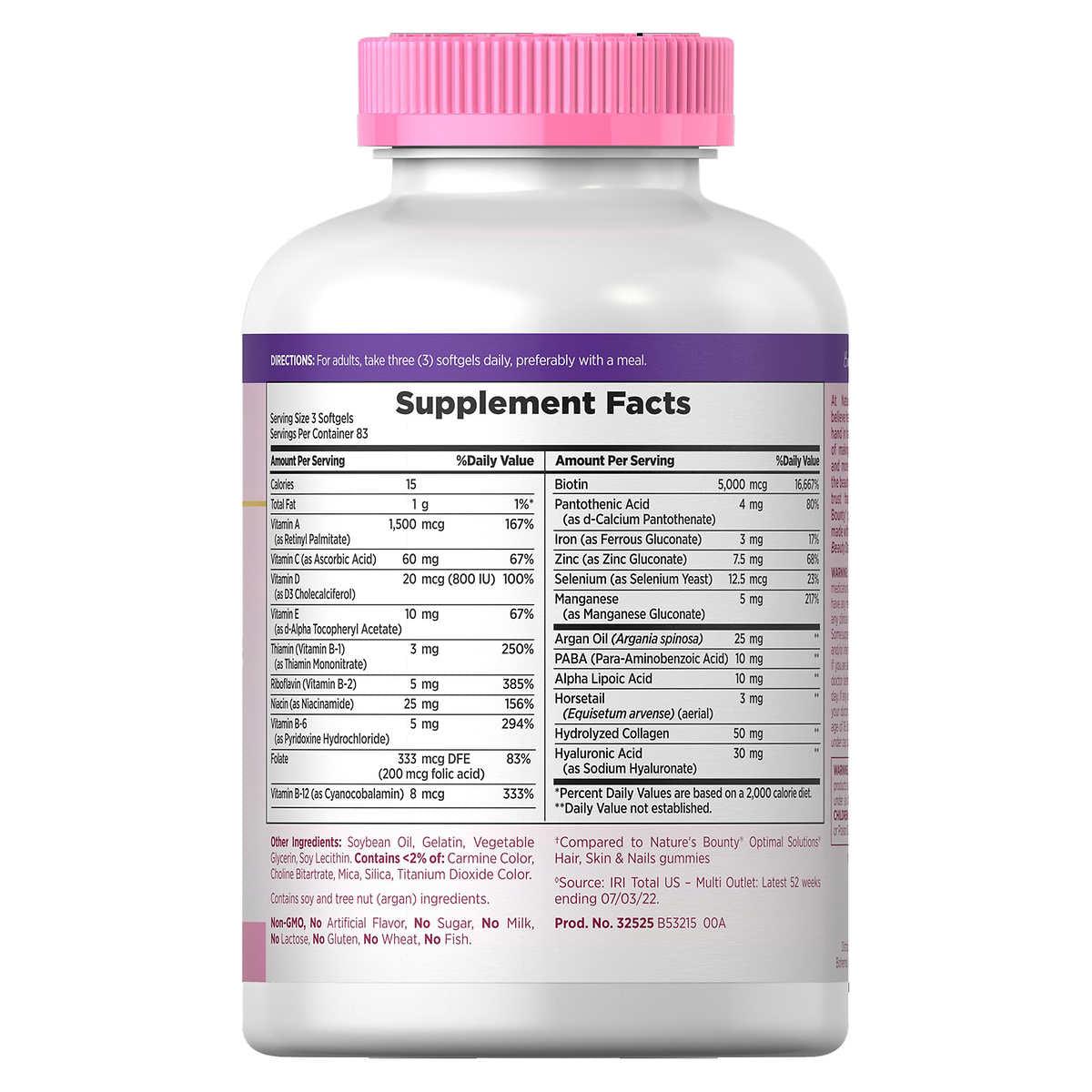 Nature's Bounty Cabelo, Pele & Unhas Força Extra, 250 Softgels - NutriVita